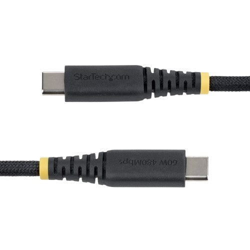 StarTech.com 30cm (1ft) USB-C Charging Cable, 60W (3A) PD, Dual-Layer Braided Nylon/TPE Jacket, Rugged USB C Charging Cord, USB 2.0 Laptop Charger Cable