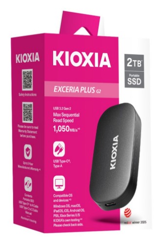 Kioxia EXCERIA PLUS G2 Portable SSD 512G 500 GB USB Type-C 3.2 Gen 2 (3.1 Gen 2) Black
