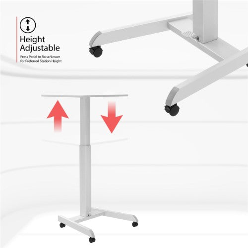 CTA Digital Adjustable Rolling Laptop Desk with Grommet Holes for Mounting
