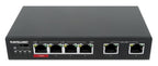 Intellinet 6-Port Fast Ethernet Switch with 4 PoE Ports (1 x High-Power PoE), One High-Power 60 W PSE PoE Port, Three IEEE 802.3at/af PSE PoE Ports, PoE Power Budget of 65 W, PoE Extend Mode, Two RJ45 Uplink Ports, VLAN