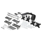 StarTech.com Desktop Quad Monitor Stand - Ergonomic VESA 4 Monitor Arm (2x2) up to 32" (17.6lb/8kg) - Free Standing Articulating Universal Pole Mount - Height Adjustable/Tilt/Swivel/Rotate - Silver