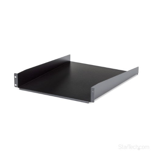StarTech.com 2U Server Rack Shelf - Universal Rack Mount Cantilever Shelf for 19" Network Equipment Rack & Cabinet - Heavy Duty Steel – Weight Capacity 50lb/23kg - 22" Deep Tray, Black - TAA