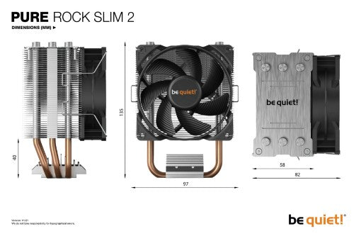 be quiet! PURE ROCK SLIM 2 Processor Air cooler 9.2 cm Silver 1 pc(s)