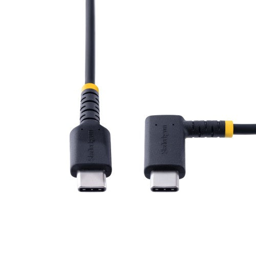 StarTech.com 3ft (1m) USB-C Fast Charging Cable, Rugged, Right-Angled, Charge & Sync, 60W (3A) PD, USB 2.0, TPE Jacket and Aramid Fiber - USB C Charging Cord