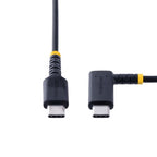 StarTech.com 1ft (30cm) USB-C Fast Charging Cable, Rugged, Right-Angled, Charge & Sync, 60W (3A) PD, USB 2.0, TPE Jacket and Aramid Fiber - USB C Charging Cord