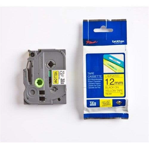 Brother TZE-631 DirectLabel black on yellow Laminat 12mm x 8m for Brother P-Touch TZ 3.5-18mm/6-12mm/6-18mm/6-24mm/6-36mm