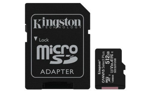 Kingston Technology Canvas Select 512GB micSDXC Plus 100R A1 C10 Card + ADP