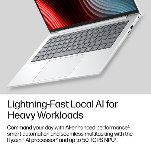 HP EliteBook 8 G2a 14 inch Notebook Next Gen AI PC Wolf Pro Security Edition Copilot+ PC AMD Ryzen™ AI 7 Laptop 35.6 cm (14") WUXGA 32 GB LPDDR5x-SDRAM 512 GB SSD Wi-Fi 6E (802.11ax) Windows 11 Pro Silver