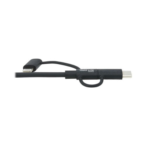 Tripp Lite M101-006-LMC-BK Universal USB-A to Lightning, USB Micro-B and USB-C Sync/Charge Cable (M/3xM), MFi Certified, Black, 6 ft. (1.8 m)