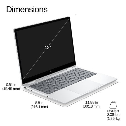 HP EliteBook 8 Flip G2i 13 inch Notebook Next Gen AI PC Wolf Pro Security Edition Copilot+ PC Intel Core Ultra 7 Laptop 33.8 cm (13.3") Touchscreen WUXGA 16 GB LPDDR5x-SDRAM 512 GB SSD Wi-Fi 7 (802.11be) Windows 11 Pro Silver