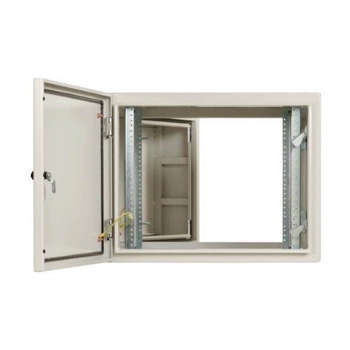 Tripp Lite SRN4G9USDP SmartRack Industrial Enclosure with Lock - NEMA 4, Wall Mount, Metal Construction, Hinged Back, 32 in. Depth, 9U, Gray