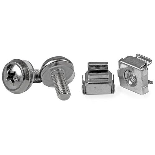StarTech.com 50-Pack M5 12mm Screws, Square Hole Cage Nuts and Installation Tool, Hardware Mounting Kit for 19" or 10" Server Racks, Cabinets and Enclosures, Silver - TAA