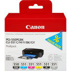 Canon 6496B005/PGI-550/CLI-551 Ink cartridge multi pack Bk,C,M,Y,Gy 7ml Pack=6 for Canon Pixma IP 8700/MG 6350/MG 7550