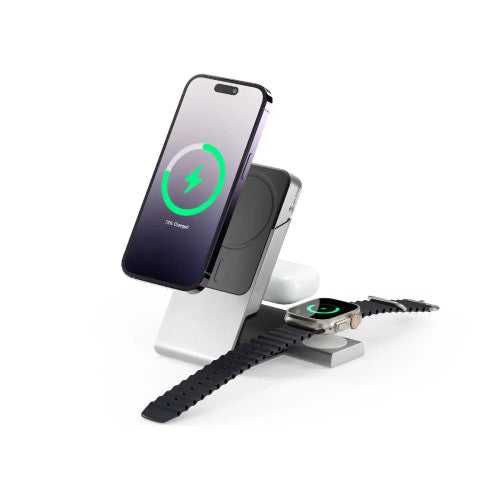 ALOGIC Matrix+ 3-in-1 Magnetic Charging Dock with Apple Watch Charger for iPhone 16-12 , Apple Watch, Airpods , Charging Station for Apple Devices with 5000mAH Wireless Power Bank & 30W Multi Country Power Adapter.