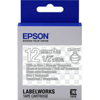 Epson C53S654013/LK-4TWN Ribbon white on Transparent extra adhesive 9mm x 9m for Epson LabelWorks 4-18mm/36mm/6-12mm/6-18mm/6-24mm