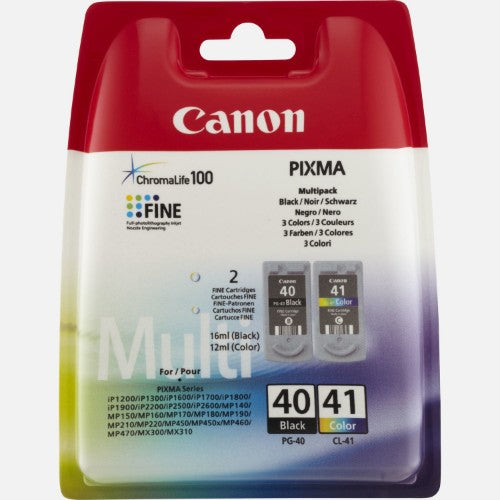 Canon 0615B051/PG-40+CL-41 Printhead cartridge multi pack black + color Blister with security Blister Acustic Magnetic 16ml+12ml Pack=2 for Canon Pixma IP 1600/2200/2500/2600/MX 300