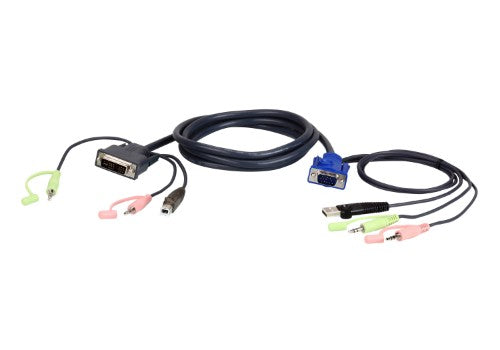 ATEN VGA USB to DVI 3m KVM cable Black, Blue, Green, Pink