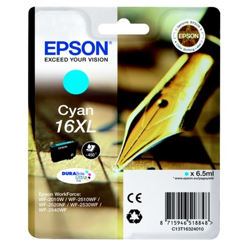 Epson C13T16324012/16XL Ink cartridge cyan high-capacity XL, 450 pages 6.5ml for Epson WF 2010/2660/2750