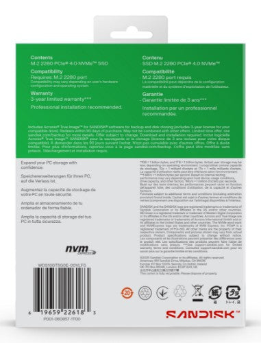 Western Digital Green WD ™ SN3000 NVMe™ SSD POWERED BY SANDISK 1 TB