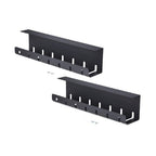 StarTech.com 2-Pack Under Desk Cable Management Tray, 42" Long (21" Per Tray), Metal Slotted Style Cable Organizer, Screw-On Install, Power Bar Holder, Black, TAA