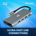 Adesso AUH-4040 laptop dock/port replicator Wired USB 3.2 Gen 1 (3.1 Gen 1) Type-C Grey