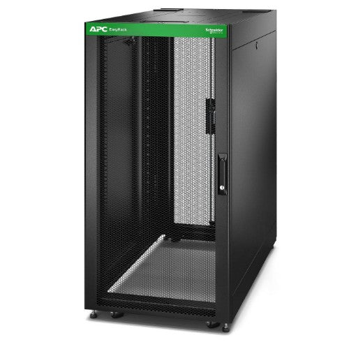APC Easy Rack, 24U, Black, With Roof, Castors, Feet, 4 Brackets, and Side Panels, No Bottom, 1198H x 600W x 1200D mm