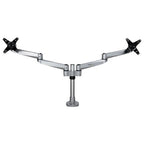StarTech.com Desk Mount Dual Monitor Arm - Premium Articulating Monitor Arm - up to 27" (17.6lb/8kg) VESA Mount Displays - Height Adjustable Monitor Mount - Rotate/Tilt/Swivel - Clamp/Grommet - Silver - TAA
