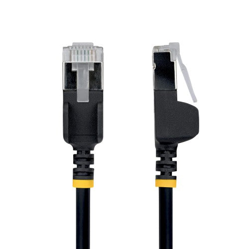StarTech.com 80cm Black Ultra Slim Cat6A Ethernet Cable, Snagless, FTP, Pure Bare Copper Wire, 34AWG Slim RJ45 Network Patch Cord, Individually Tested
