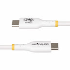 StarTech.com 13ft (4m) USB-C Charging Cable, Charge & Sync, 240W (5A) PD EPR, USB 2.0 Laptop Charger Cable, USB-IF Certified, TPE Jacket - White USB C Charging Cord
