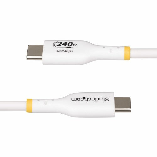 StarTech.com 13ft (4m) USB-C Charging Cable, Charge & Sync, 240W (5A) PD EPR, USB 2.0 Laptop Charger Cable, USB-IF Certified, TPE Jacket - White USB C Charging Cord