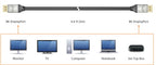 j5create JDC43 8K DisplayPort™ Cable, Black and Grey, 2 m