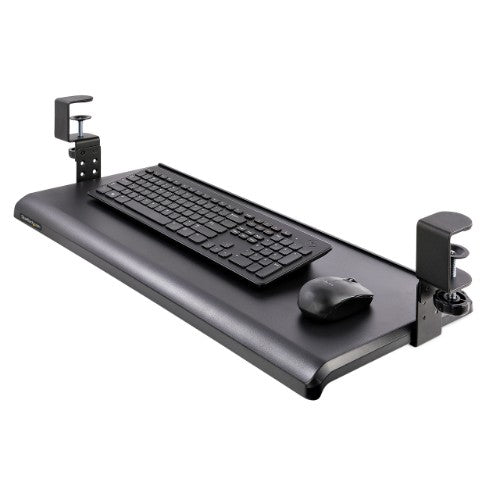 StarTech.com Under-Desk Keyboard Tray, Clamp-on Ergonomic Keyboard Holder, Up to 12kg (26.5lb), Sliding Keyboard and Mouse Drawer with C-Clamps, Height Adjustable Keyboard Tray (3.9/4.7/5.5 in) - TAA