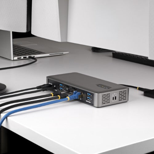 StarTech.com Dual-Monitor USB-C Docking Station, 4K 60Hz, HDMI or DisplayPort, 96W Laptop Charging, Gigabit Ethernet, Universal Smart Dock for Windows and macOS