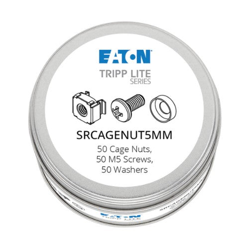 Tripp Lite SRCAGENUT5MM SmartRack Square Hole Hardware Kit with 50 M5 screws and washers