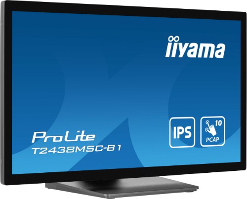 iiyama ProLite 23.8” 10pt Optical Bonded PCAP touchscreen monitor with IPS panel technology, edge-to-edge glass design, anti-fingerprint coating and metal housing