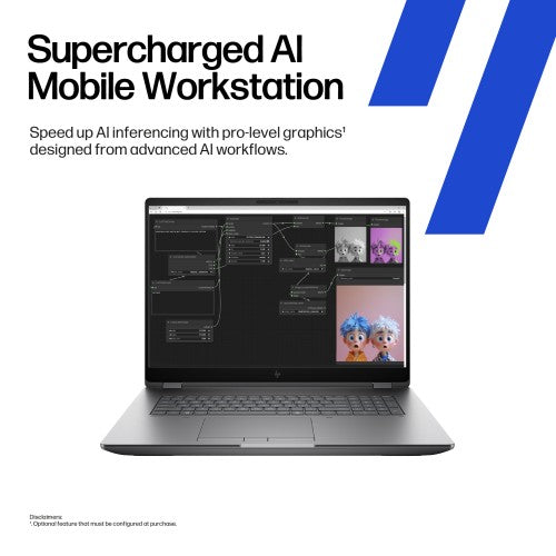 HP ZBook Fury G1i Mobile Workstation Intel Core Ultra 9 285HX 40.6 cm (16") WQXGA 64 GB DDR5-SDRAM 1 TB SSD NVIDIA RTX PRO 5000 Blackwell Wi-Fi 7 (802.11be) Windows 11 Pro AI Workstation, AI PC Silver