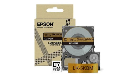 Epson C53S672093/LK-5KBM DirectLabel-etikettes black on gold 18mm x 8m for Epson LabelWorks LW-C 410/610