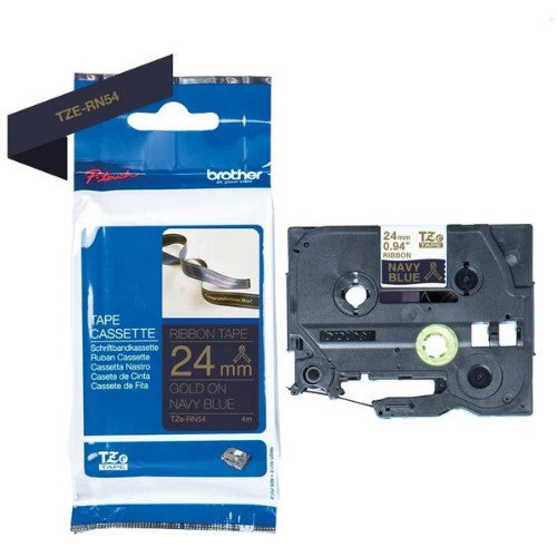 Brother TZE-RN54 DirectLabel gold on navy blue non adhesive textil 24mm x 4m for Brother P-Touch TZ 3.5-24mm/HSE/36mm/6-24mm/6-36mm