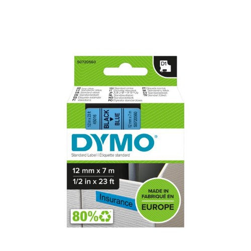 Dymo 45016/S0720560 DirectLabel-etikettes black on blue 12mm x 7m for Dymo D1 6-12mm/19mm/24mm/9-12mm/9-19mm