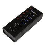 StarTech.com 4 Port USB 3.0 Hub (5Gbps) plus 3 Dedicated USB Charging Ports (2 x 1A & 1 x 2A) - Wall Mountable Metal Enclosure