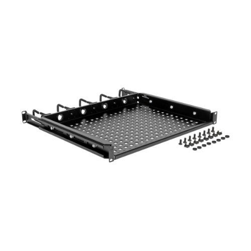 Tripp Lite SRWSHELF4P1U SmartRack Cantilevered Steel Rack Shelf - 1U, Vented, Integrated Cable Rings, 14.2 in. Deep, Holds up to 50 lbs (22.2 kgs)