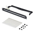 StarTech.com 24 Port 1U Blank Keystone Patch Panel with Cable Management Bar, Rackmount Cat6 Patch Panel for RJ45 STP Ethernet Network Jacks