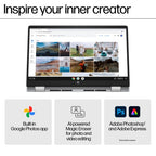 HP Chromebook x360 14b-cd0001na Intel® N N200 35.6 cm (14") Touchscreen Full HD 8 GB LPDDR5-SDRAM 128 GB eUFS Wi-Fi 6 (802.11ax) ChromeOS Silver