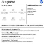 HP EliteBook 6 G1a Next Gen AI PC Wolf Pro Security Edition Copilot+ PC AMD Ryzen™ AI 5 340 Laptop 35.6 cm (14") Touchscreen WUXGA 16 GB DDR5-SDRAM 512 GB SSD Wi-Fi 7 (802.11be) Windows 11 Pro Silver