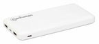 Manhattan Power Bank, 10000 mAh, Output: 2x USB-A (2.1A & 1A), Input: USB-C & Micro-USB (both 2A), White, One Year Warranty