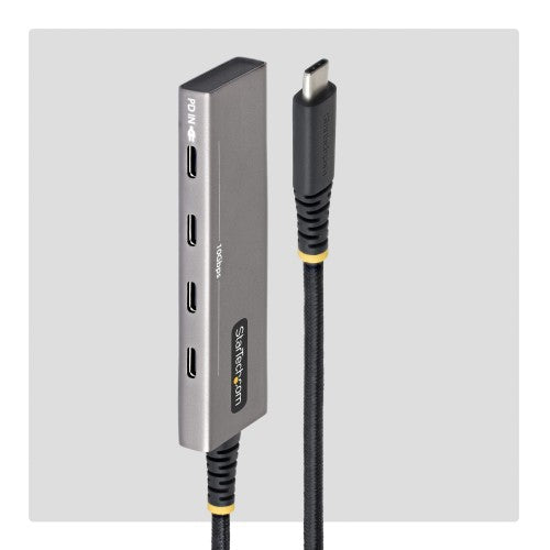 StarTech.com 4-Port USB-C Hub, 10Gbps, 100W PD Charging, 4x USB-C Ports, Overcurrent Protection, PCR Aluminum, For MacBook / Dell / ThinkPad / HP / iPad / Tablet