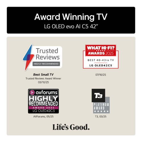 LG OLED42C55LA.AEK TV 106.7 cm (42") 4K Ultra HD Smart TV Wi-Fi Metallic