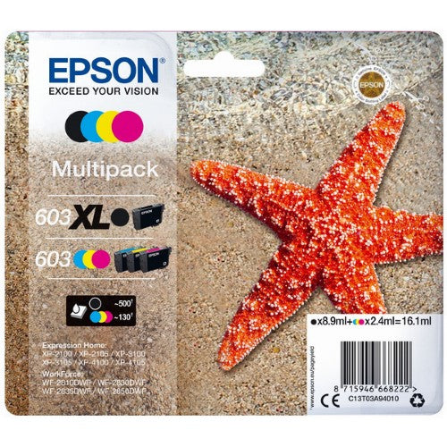 Epson C13T03A94020/603XL/603 Ink cartridge multi pack Bk,C,M,Y Blister Acustic Magnetic 8,9ml + 3x2,4ml Pack=4 for Epson XP 2100