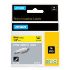 Dymo 18052/S0718270 Heat Shrink Tubes black / yellow 6mm x 1,5m for Dymo Rhino 6-12mm/19mm/24mm