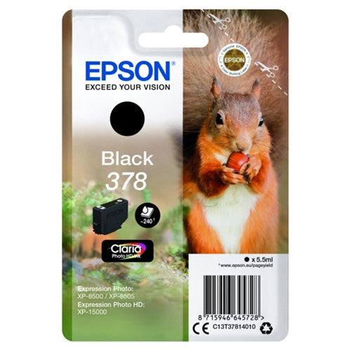Epson C13T37814010/378 Ink cartridge black, 240 pages 5.5ml for Epson XP 15000/8000